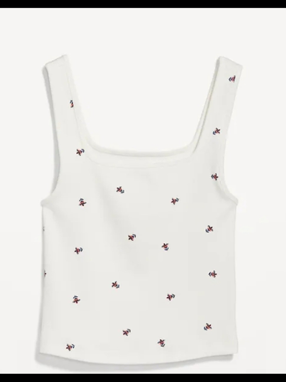 White Patterned Square-Neck Tank Top - Picture 1 of 3
